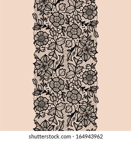 Abstract lace ribbon seamless pattern with elements flowers. Template frame design for card. Lace Doily. Can be used for packaging, invitations, and template.