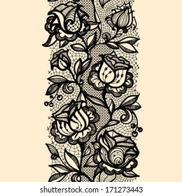 Abstrato laço fita sem emenda padrão com elementos flores. Design de quadro de modelo para cartão. Renda Doily. Pode ser usado para empacotamento, convites e modelo.