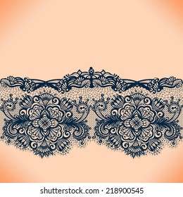 Abstract lace ribbon seamless pattern with elements flowers. Template frame design for card. Lace Doily. Can be used for packaging, invitations, and template.