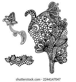 Abstract Lace Ribbon Seamless Pattern. Frame design template for card. Lace Doyle. Can be used for packaging, invitations and template. Vector illustration as a blank