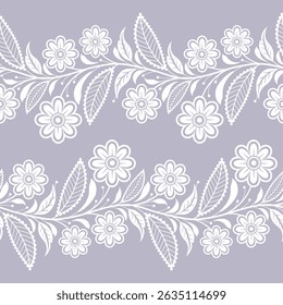 Abstract lace ribbon seamless pattern with elements flowers Lace seamless pattern with flowers 