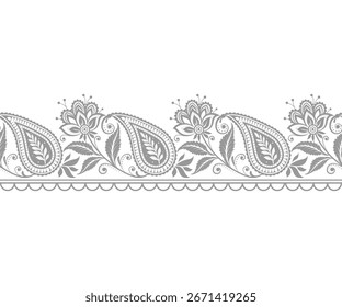Abstract lace ribbon seamless pattern with elements flowers