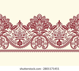Abstract lace ribbon seamless pattern with elements flowers Lacy vintage trim 