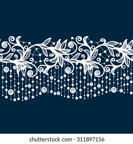Patrón sin inconvenientes de la cinta de opciones de encaje abstracto. Diseño de marco de plantilla para tarjeta. Lace Doily. Se puede utilizar para empaquetar, invitar y plantillas.