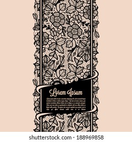 Abstract Lace Ribbon Vertical banners.Template frame design for card.Lace Doily.Can be used for packaging, invitations, and template.