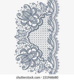 Abstract Lace Ribbon Vertical Seamless Pattern. Template frame design for card. Lace Doily. Can be used for packaging, invitations, and template.