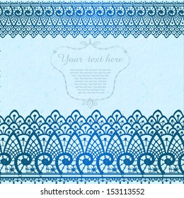 Abstract lace ribbon winter pattern. Template frame design for card. Lace Doily. Can be used for packaging, invitations, and template.
