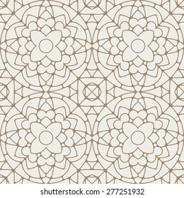 Abstract lace vector seamless geometric pattern in nice light yellow and brown tones