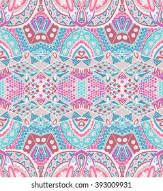 Abstract laced seamless ornamental vector pattern for fabric.cute  hand drawn doodle  background