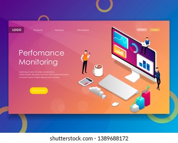 Abstract ladder presentation. Monitor collection. Performance of simple designer building monitor chart. Flat color icons, creative illustrations, isometric infographic images, web banner