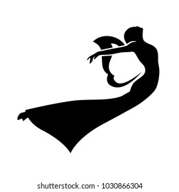 abstract lady with butterfly wings flying, logo