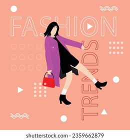 Abstract Lady flat color vector illustration art with fashion and trends concept banner design.