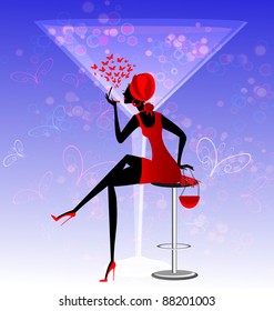 abstract lady in red