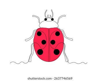 Abstract Ladybug beetle, continuous single one line art drawing sketch, logo