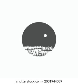 abstract lake landscape, lake and moon, lake logo