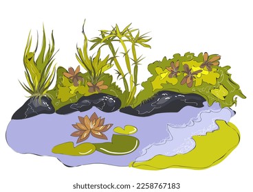 abstract lake vector illustration on white background
