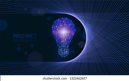Abstract lamp bulb with connecting dots and lines. Graphic concept for your design