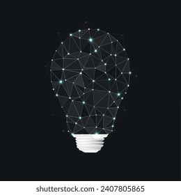 Abstract lamp bulb with connecting dots and lines. Graphic concept for your design.