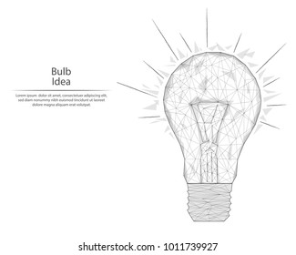 Abstract lamp bulb polygonal, geometry triangle. Consists of lines and points. Low poly vector background. 