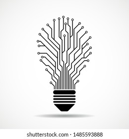 Abstract lamp with circuit board. Technology light bulb, vector eps 10