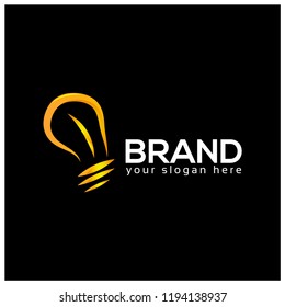 Abstract lamp logo template on black background