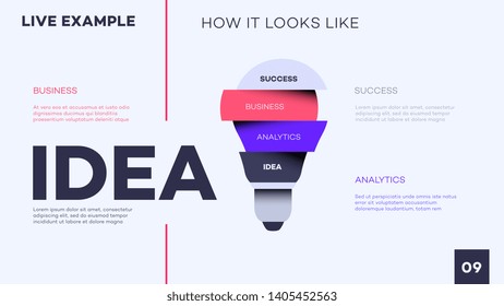 Abstract Lamp. Vector Infographic Template For Business Presentations, Brochure, Layout. Abstract Visualisation Of 5 Steps Process