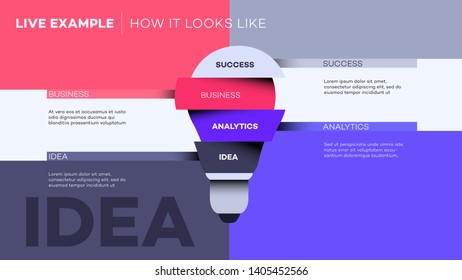 Abstract Lamp. Vector Infographic Template For Business Presentations, Brochure, Layout. Abstract Visualisation Of 4 Steps Process