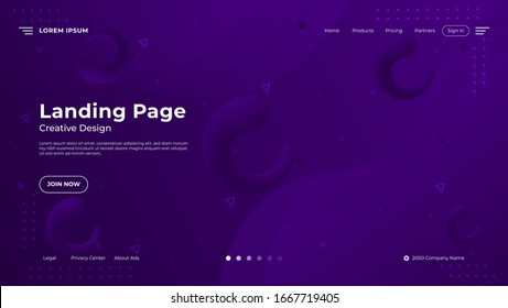 Abstract landing page background with gradient fluid shape. Fluid gradient shapes composition. Futuristic design posters. Eps10 vector.