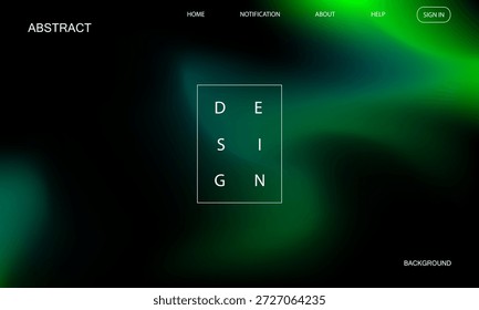 Fondo Abstractas de la página de destino. Composición dinámica moderna con diseño de gradiente líquido negro y verde.