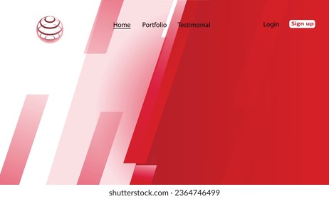 Abstract landing page design with simple and elegant red gradient colors