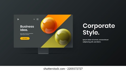 Abstract landing page design vector template. Amazing display mockup site illustration.