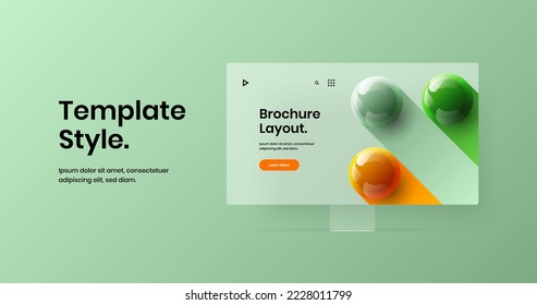 Abstract landing page design vector template. Minimalistic display mockup presentation illustration.