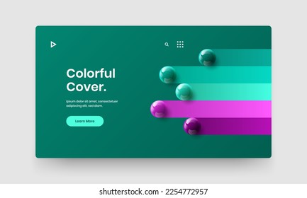 Abstract landing page design vector concept. Clean realistic spheres horizontal cover template.