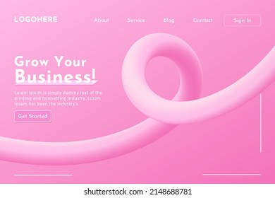 Abstract Landing Page With Pink Fluid Wave Backround