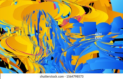 Abstract landing page template with bright colored random small particle explosion. Sport music social media layout. Optical art dynamic background with outer space motion. Futuristic vector.