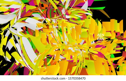 Abstract landing page template with bright colored random small particle explosion. Sport music social media layout. Optical art dynamic background with outer space motion. Futuristic vector.