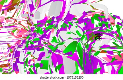 Abstract landing page template with bright colored random small particle explosion. Sport music social media layout. Optical art dynamic background with outer space motion. Futuristic vector.