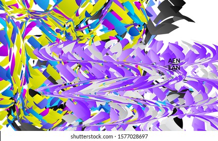Abstract landing page template with bright colored random small particle explosion. Sport music social media layout. Optical art dynamic background with outer space motion. Futuristic vector.