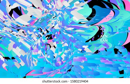 Abstract landing page template with bright colored random small particle explosion. Sport music social media layout. Optical art dynamic background with outer space motion. Futuristic vector.