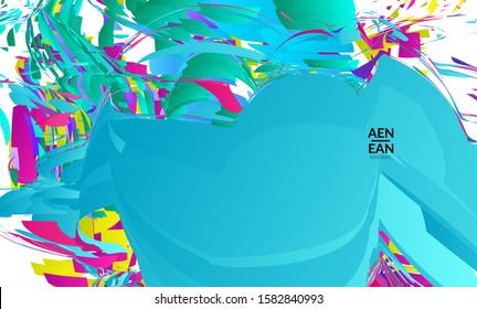Abstract landing page template with bright colored random small particle explosion. Sport music social media layout. Optical art dynamic background with outer space motion. Futuristic vector.