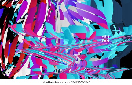 Abstract landing page template with bright colored random small particle explosion. Sport music social media layout. Optical art dynamic background with outer space motion. Futuristic vector.