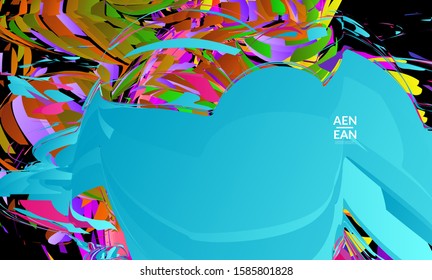 Abstract landing page template with bright colored random small particle explosion. Sport music social media layout. Optical art dynamic background with outer space motion. Futuristic vector.