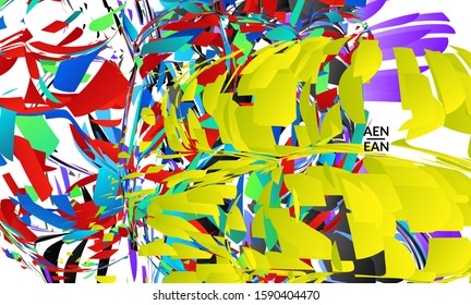 Abstract landing page template with bright colored random small particle explosion. Sport music social media layout. Optical art dynamic background with outer space motion. Futuristic vector.