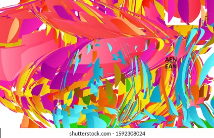 Abstract landing page template with bright colored random small particle explosion. Sport music social media layout. Optical art dynamic background with outer space motion. Futuristic vector.