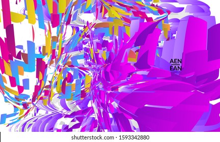 Abstract landing page template with bright colored random small particle explosion. Sport music social media layout. Optical art dynamic background with outer space motion. Futuristic vector.