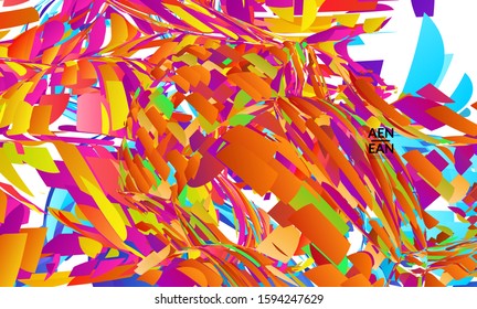 Abstract landing page template with bright colored random small particle explosion. Sport music social media layout. Optical art dynamic background with outer space motion. Futuristic vector.