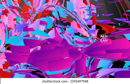 Abstract landing page template with bright colored random small particle explosion. Sport music social media layout. Optical art dynamic background with outer space motion. Futuristic vector.