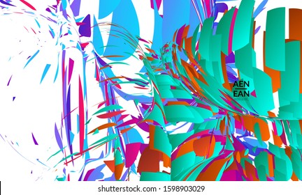 Abstract landing page template with bright colored random small particle explosion. Sport music social media layout. Optical art dynamic background with outer space motion. Futuristic vector.