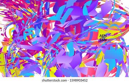 Abstract landing page template with bright colored random small particle explosion. Sport music social media layout. Optical art dynamic background with outer space motion. Futuristic vector.