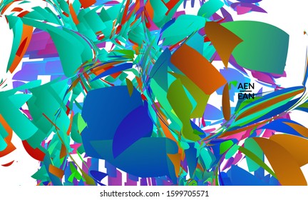 Abstract landing page template with bright colored random small particle explosion. Sport music social media layout. Optical art dynamic background with outer space motion. Futuristic vector.